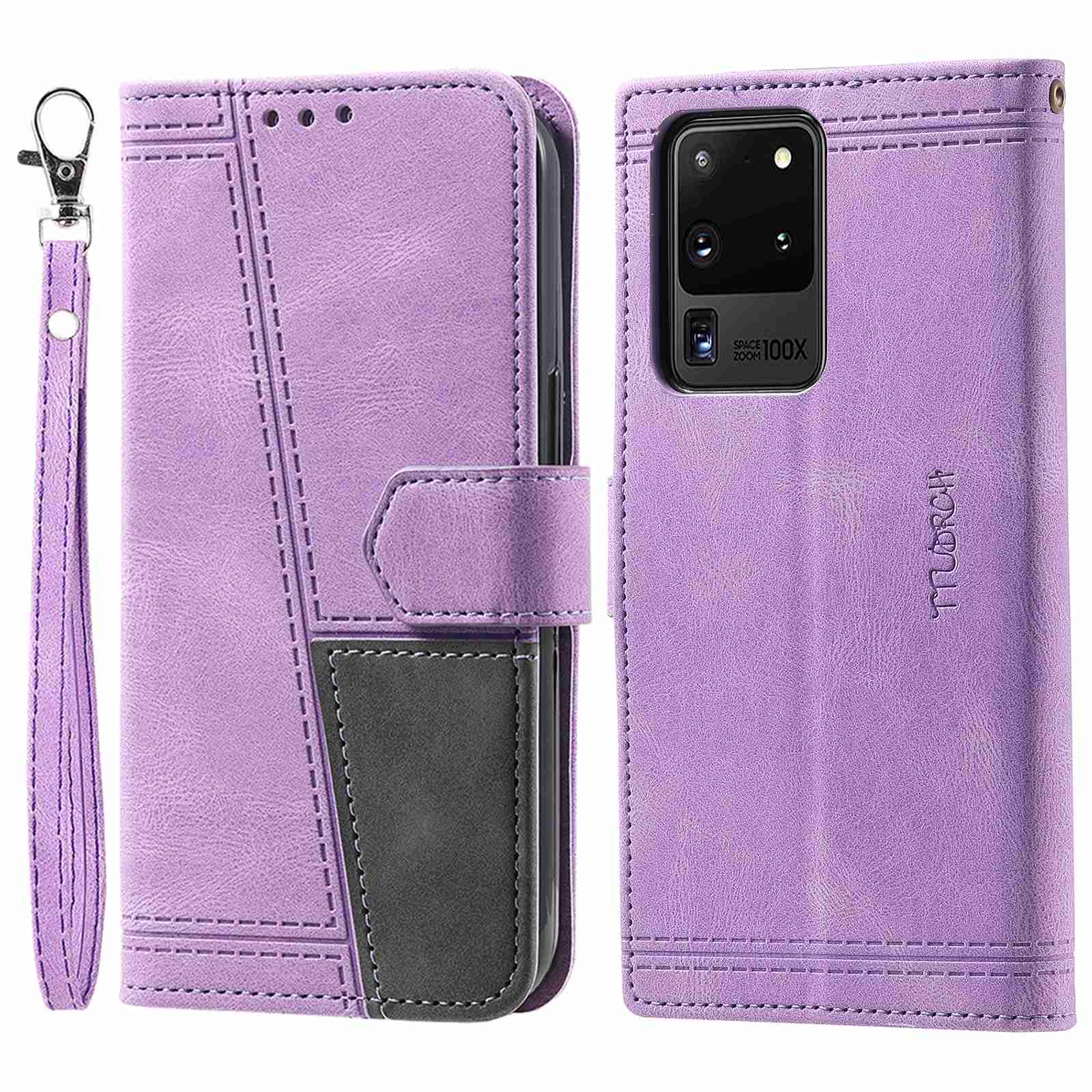 TTUDRCH For Samsung Galaxy S20 Ultra 4G/5G 004 Splicing Skin-touch PU Leather RFID Blocking Phone Case Wallet Stand Cover - Purple TTUDRCH For Samsung Galaxy S20 Ultra 4G/5G 004 Splicing Skin-touch PU Leather RFID Blocking Phone Case Wallet Stand Cover - Purple